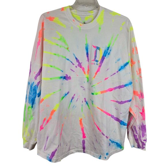 Disneyland Resort Spirit Jersey XL White Neon Tie Dye Glitter Long Sleeve - Picture 2 of 3